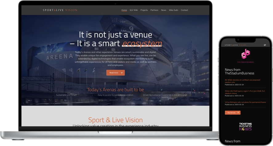 Pixelwork - Referenssi - Sport & Live Vision (kotisivut)