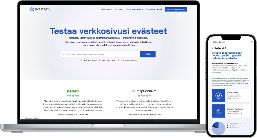 Pixelwork - Referenssi - Evästeet.fi (kotisivut)
