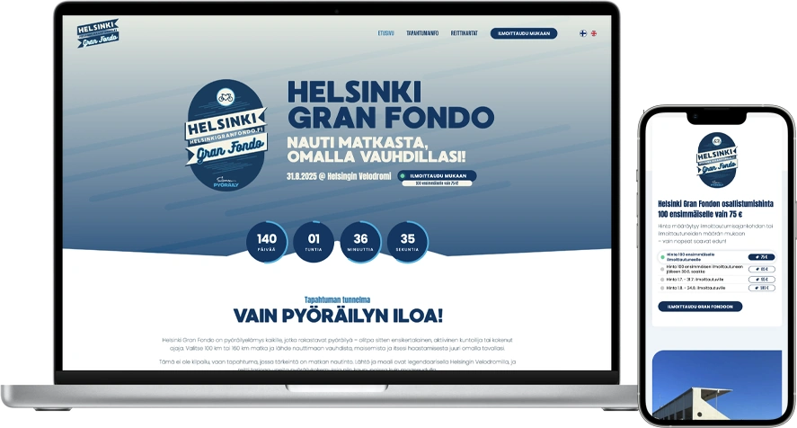 Pixelwork - Referenssi - Helsinki Gran Fondo (kotisivut)